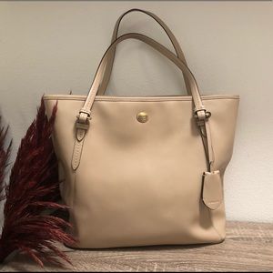 Peyton Saffiano Leather Zip Top Tote Coach Bag